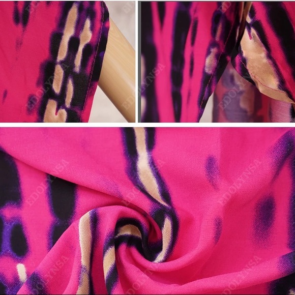 Dianthus Kimono Kaftan Dress Maxi, 5⭐️ Rated Soft Flowing Pink Boho Airy Kaftan - Picture 10 of 11